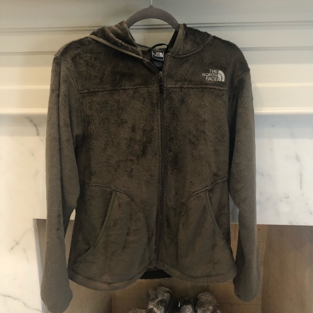 The North Face fuzzy zip up hooded jacket